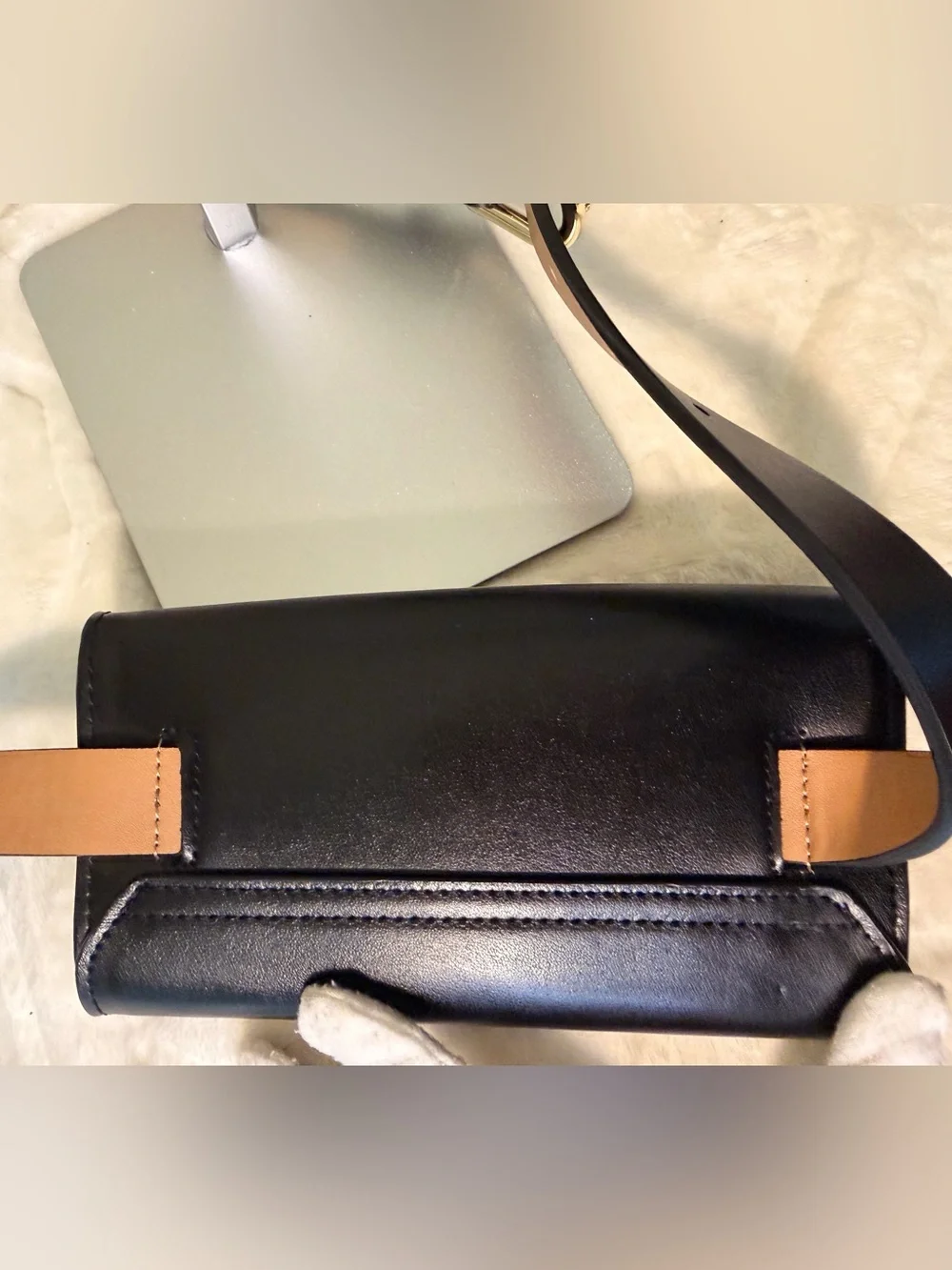 kate spade Black Leather Mini Belt Bag with Bow Accent